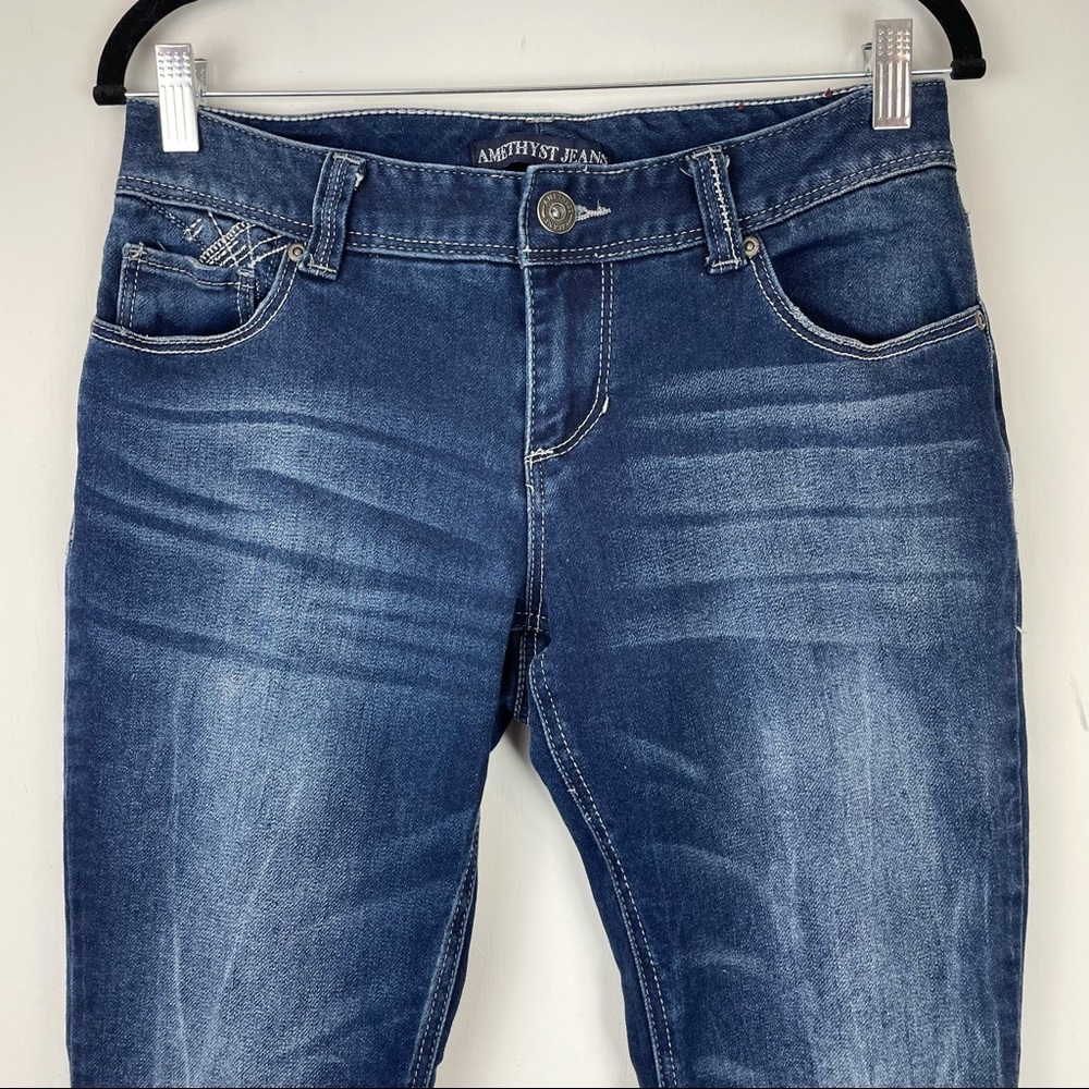 Amethyst Jeans Dark Wash Boot Cut Raw Hem - Picture 3 of 13